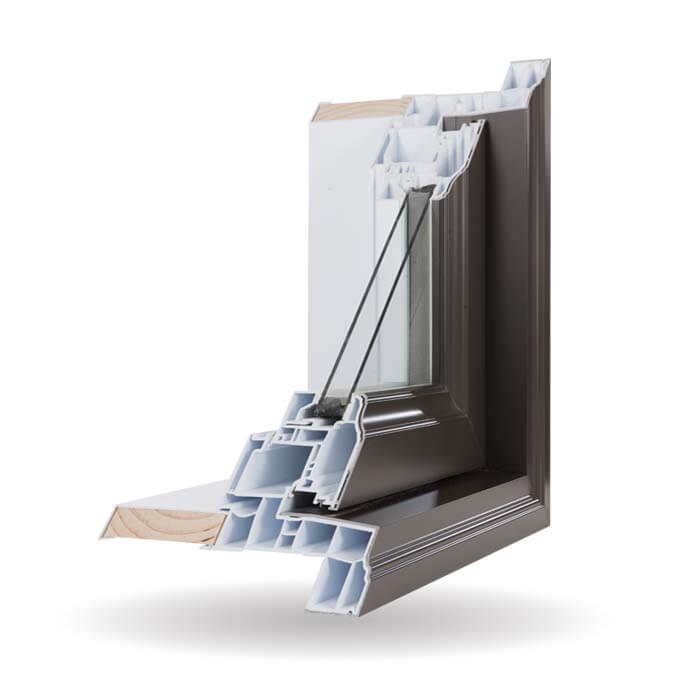 Hybrid PVC / Aluminum Casement Windows in Commercial Brown