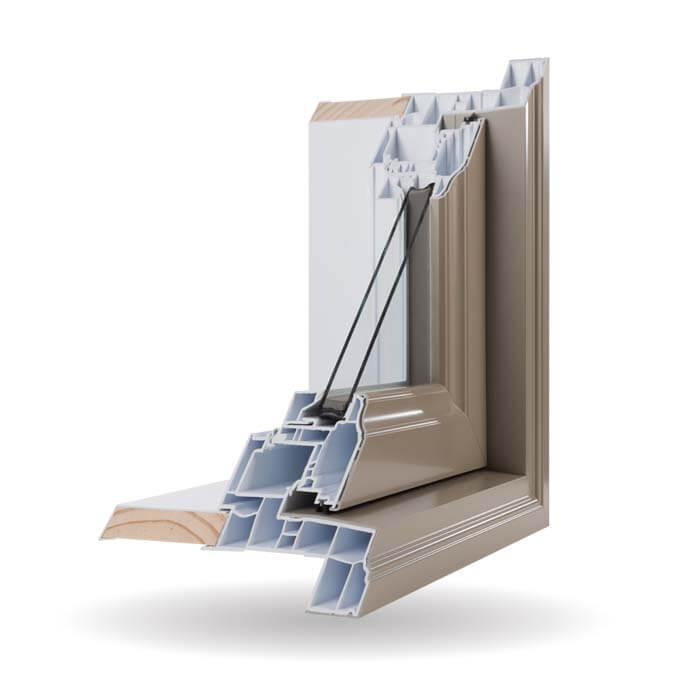 Hybrid PVC / Aluminum Casement Windows in Khaki